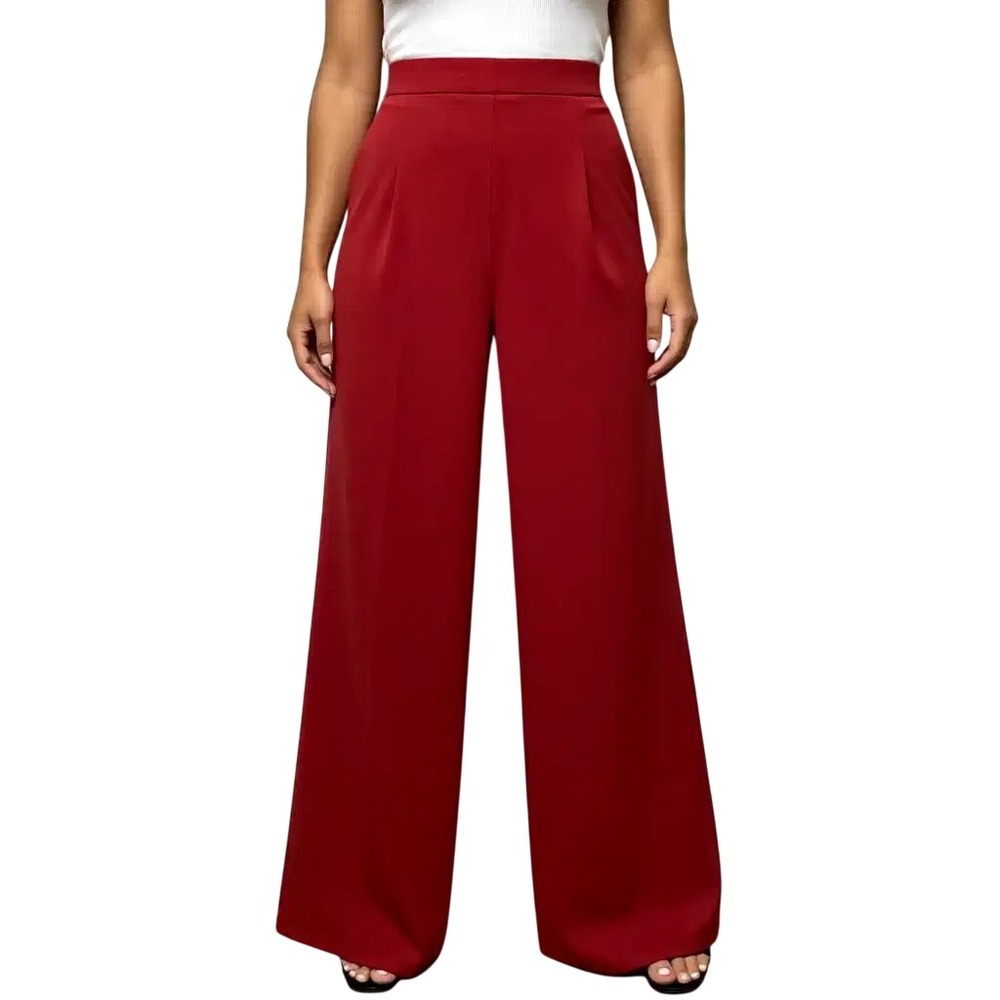 Jude Connally $198 Nicolette Ponte Red Wide Leg High Rise Pants Size S NWT